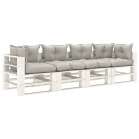 vidaXL Garten-Palettensofa 4-Sitzer mit Kissen in Taupe Holz