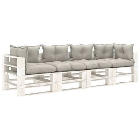 vidaXL Garten-Palettensofa 4-Sitzer mit Kissen in Taupe Holz
