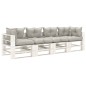 vidaXL Garten-Palettensofa 4-Sitzer mit Kissen in Taupe Holz vidaXL Garten-Palettensofa 4-Sitzer mit Kissen in Taupe Holz