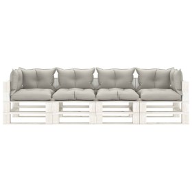 vidaXL Garten-Palettensofa 4-Sitzer mit Kissen in Taupe Holz