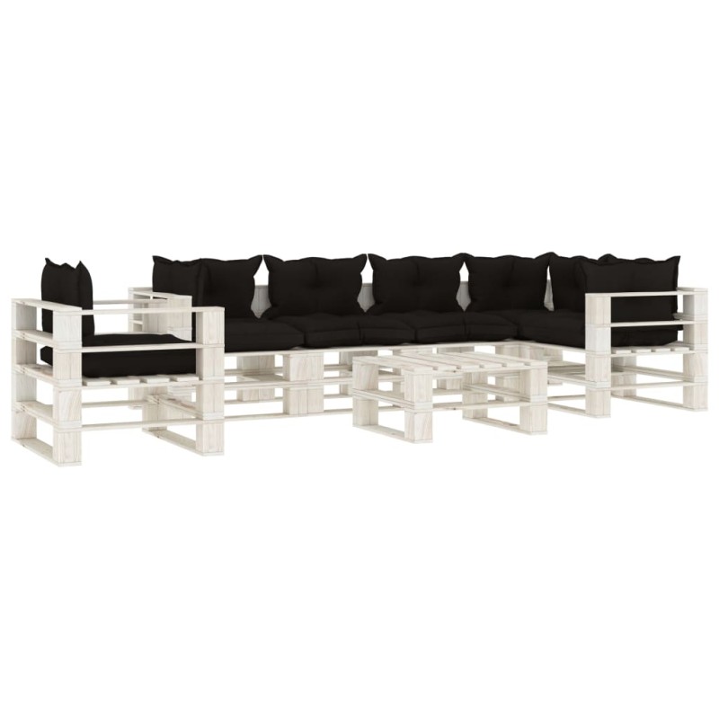vidaXL 7-tlg. Garten-Lounge-Set Paletten mit Kissen in Schwarz Holz vidaXL 7-tlg. Garten-Lounge-Set Paletten mit Kissen in Schwarz Holz