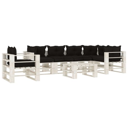  vidaXL 7-tlg. Garten-Lounge-Set Paletten mit Kissen in Schwarz Holz