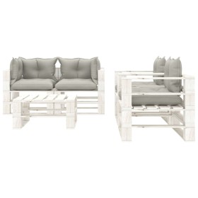  vidaXL 5-tlg. Garten-Lounge-Set Paletten mit Kissen in Taupe Holz