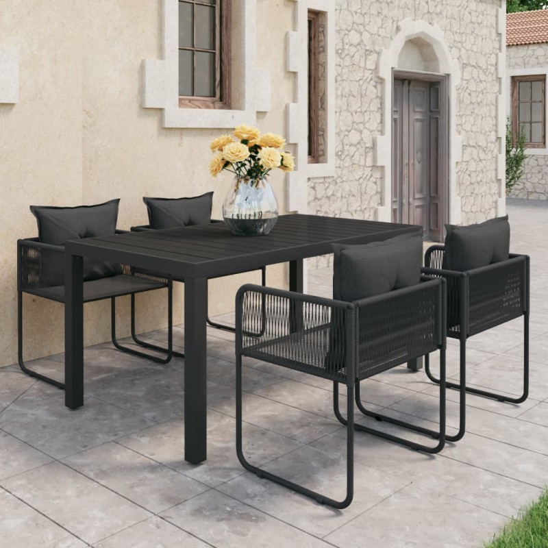 vidaXL 5-tlg. Garten-Essgruppe PVC Rattan Schwarz vidaXL 5-tlg. Garten-Essgruppe PVC Rattan Schwarz