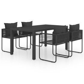 vidaXL 5-tlg. Garten-Essgruppe PVC Rattan Schwarz