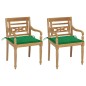 vidaXL Batavia-Stühle 2 Stk. mit Grünen Kissen Teak Massivholz vidaXL Batavia-Stühle 2 Stk. mit Grünen Kissen Teak Massivholz