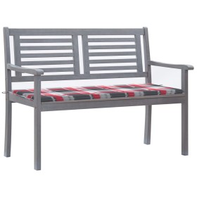 vidaXL 2-Sitzer-Gartenbank mit Auflage 120 cm Grau Eukalyptusholz