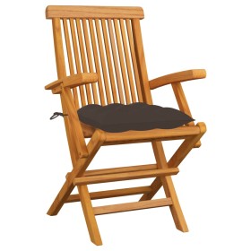 vidaXL Gartenstühle mit Taupe Kissen 6 Stk. Massivholz Teak