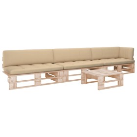vidaXL 4-tlg. Paletten-Lounge-Set mit Kissen Imprägniertes Kiefernholz