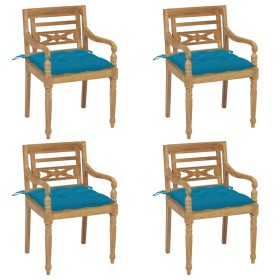 vidaXL Batavia-Stühle mit Kissen 4 Stk. Massivholz Teak