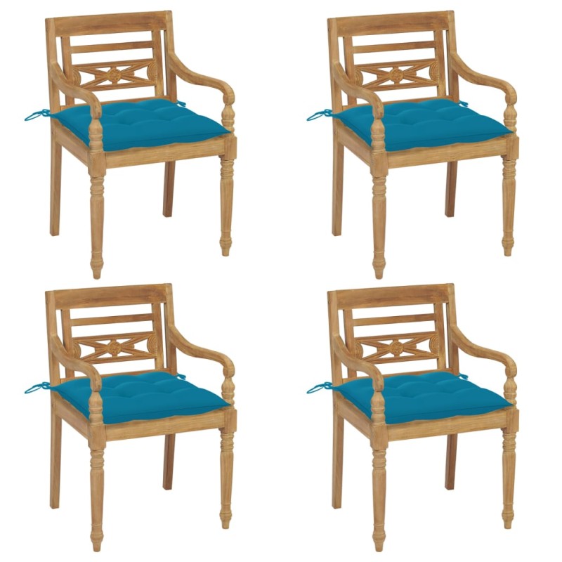 vidaXL Batavia-Stühle mit Kissen 4 Stk. Massivholz Teak vidaXL Batavia-Stühle mit Kissen 4 Stk. Massivholz Teak