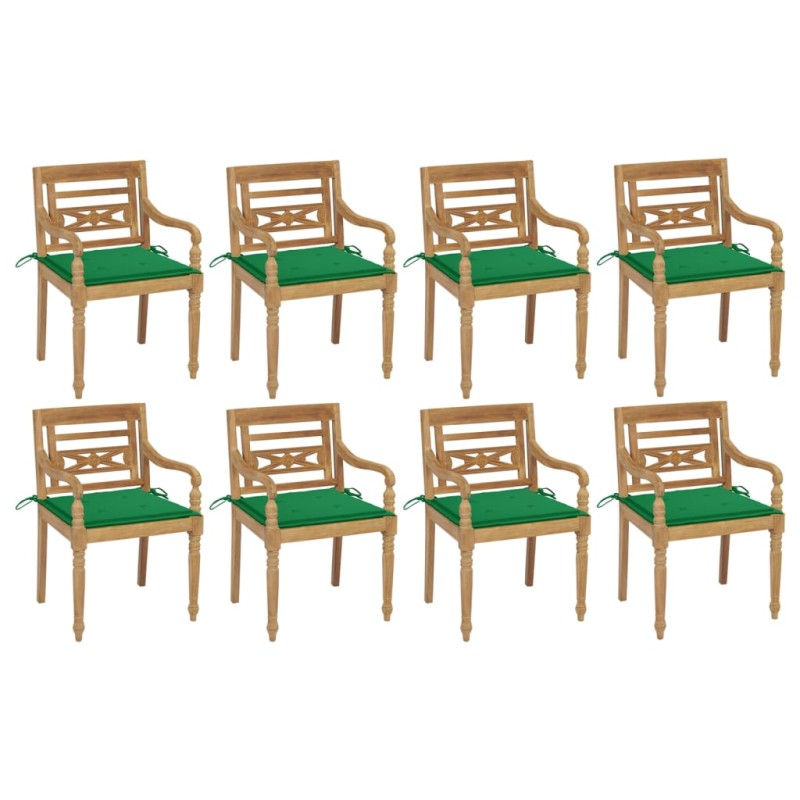 vidaXL Batavia-Stühle mit Kissen 8 Stk. Massivholz Teak vidaXL Batavia-Stühle mit Kissen 8 Stk. Massivholz Teak