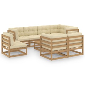 vidaXL 9-tlg. Garten-Lounge-Set mit Kissen Massivholz Kiefer