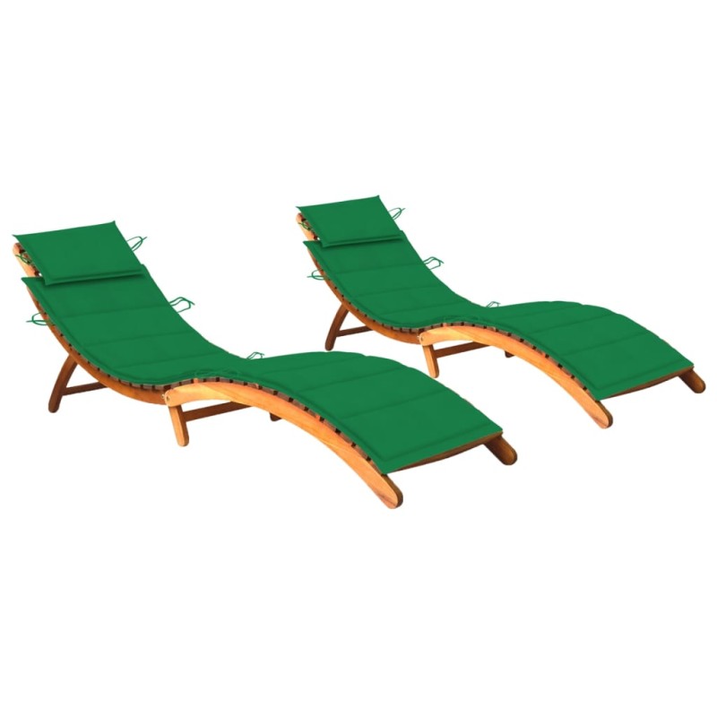 vidaXL Sonnenliegen 2 Stk. mit Auflagen Massivholz Akazie vidaXL Sonnenliegen 2 Stk. mit Auflagen Massivholz Akazie