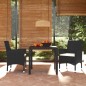 vidaXL 3-tlg. Garten-Essgruppe mit Kissen Poly Rattan Schwarz vidaXL 3-tlg. Garten-Essgruppe mit Kissen Poly Rattan Schwarz