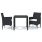 vidaXL 3-tlg. Garten-Essgruppe mit Kissen Poly Rattan Schwarz vidaXL 3-tlg. Garten-Essgruppe mit Kissen Poly Rattan Schwarz