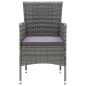 vidaXL 3-tlg. Garten-Essgruppe mit Kissen Poly Rattan Grau