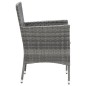 vidaXL 3-tlg. Garten-Essgruppe mit Kissen Poly Rattan Grau