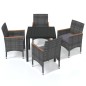 vidaXL 5-tlg. Garten-Essgruppe mit Kissen Poly Rattan Grau vidaXL 5-tlg. Garten-Essgruppe mit Kissen Poly Rattan Grau