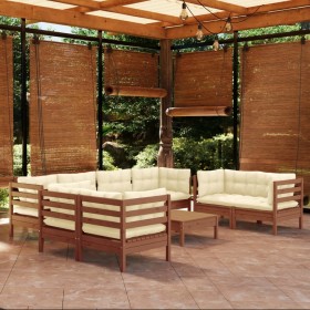 vidaXL 9-tlg. Garten-Lounge-Set mit Kissen Kiefer Massivholz