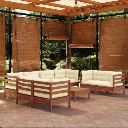 vidaXL 9-tlg. Garten-Lounge-Set mit Kissen Kiefer Massivholz