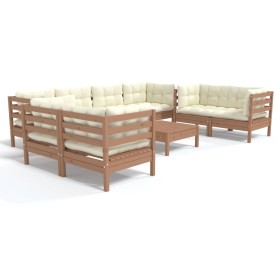 vidaXL 9-tlg. Garten-Lounge-Set mit Kissen Kiefer Massivholz