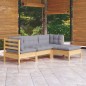 vidaXL 4-tlg. Garten-Lounge-Set mit Grauen Kissen Kiefernholz vidaXL 4-tlg. Garten-Lounge-Set mit Grauen Kissen Kiefernholz