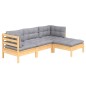 vidaXL 4-tlg. Garten-Lounge-Set mit Grauen Kissen Kiefernholz vidaXL 4-tlg. Garten-Lounge-Set mit Grauen Kissen Kiefernholz
