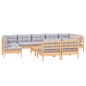 vidaXL 10-tlg. Garten-Lounge-Set mit Grauen Kissen Kiefer Massivholz vidaXL 10-tlg. Garten-Lounge-Set mit Grauen Kissen Kiefer Massivholz