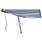 vidaXL Markise Manuell Einziehbar mit LED 450x300 cm Blau und Weiß vidaXL Markise Manuell Einziehbar mit LED 450x300 cm Blau und Weiß