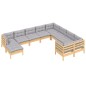 vidaXL 10-tlg. Garten-Lounge-Set mit Grauen Kissen Kiefernholz vidaXL 10-tlg. Garten-Lounge-Set mit Grauen Kissen Kiefernholz