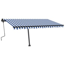 vidaXL Markise Manuell Einziehbar mit LED 450x300 cm Blau und Weiß