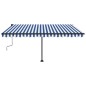 vidaXL Markise Manuell Einziehbar mit LED 450x300 cm Blau und Weiß vidaXL Markise Manuell Einziehbar mit LED 450x300 cm Blau und Weiß