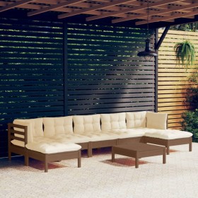 vidaXL 8-tlg. Garten-Lounge-Set mit Kissen Honigbraun Kiefernholz