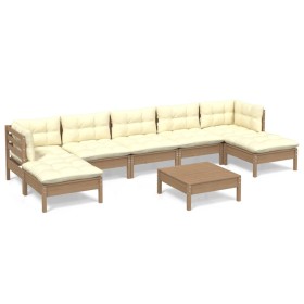 vidaXL 8-tlg. Garten-Lounge-Set mit Kissen Honigbraun Kiefernholz