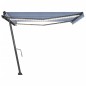 vidaXL Markise Manuell Einziehbar mit LED 450x300 cm Blau und Weiß vidaXL Markise Manuell Einziehbar mit LED 450x300 cm Blau und Weiß
