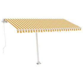 vidaXL Markise Manuell Einziehbar mit LED 400x300 cm Gelb Weiß