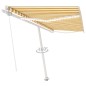 vidaXL Markise Manuell Einziehbar mit LED 400x300 cm Gelb Weiß vidaXL Markise Manuell Einziehbar mit LED 400x300 cm Gelb Weiß