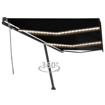 vidaXL Markise Manuell Einziehbar mit LED 600x300 cm Anthrazit