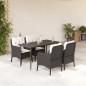 vidaXL 5-tlg. Garten-Essgruppe mit Kissen Schwarz Poly Rattan vidaXL 5-tlg. Garten-Essgruppe mit Kissen Schwarz Poly Rattan