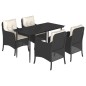 vidaXL 5-tlg. Garten-Essgruppe mit Kissen Schwarz Poly Rattan vidaXL 5-tlg. Garten-Essgruppe mit Kissen Schwarz Poly Rattan