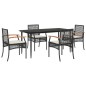 vidaXL 5-tlg. Garten-Essgruppe mit Kissen Schwarz Poly Rattan vidaXL 5-tlg. Garten-Essgruppe mit Kissen Schwarz Poly Rattan