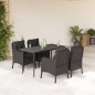 vidaXL 5-tlg. Garten-Essgruppe mit Kissen Schwarz Poly Rattan vidaXL 5-tlg. Garten-Essgruppe mit Kissen Schwarz Poly Rattan