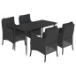 vidaXL 5-tlg. Garten-Essgruppe mit Kissen Schwarz Poly Rattan vidaXL 5-tlg. Garten-Essgruppe mit Kissen Schwarz Poly Rattan