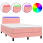 vidaXL Boxspringbett mit Matratze & LED Rosa 120x190 cm Samt vidaXL Boxspringbett mit Matratze & LED Rosa 120x190 cm Samt