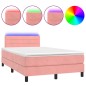 vidaXL Boxspringbett mit Matratze & LED Rosa 120x190 cm Samt vidaXL Boxspringbett mit Matratze & LED Rosa 120x190 cm Samt