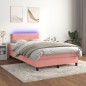 vidaXL Boxspringbett mit Matratze & LED Rosa 120x190 cm Samt vidaXL Boxspringbett mit Matratze & LED Rosa 120x190 cm Samt
