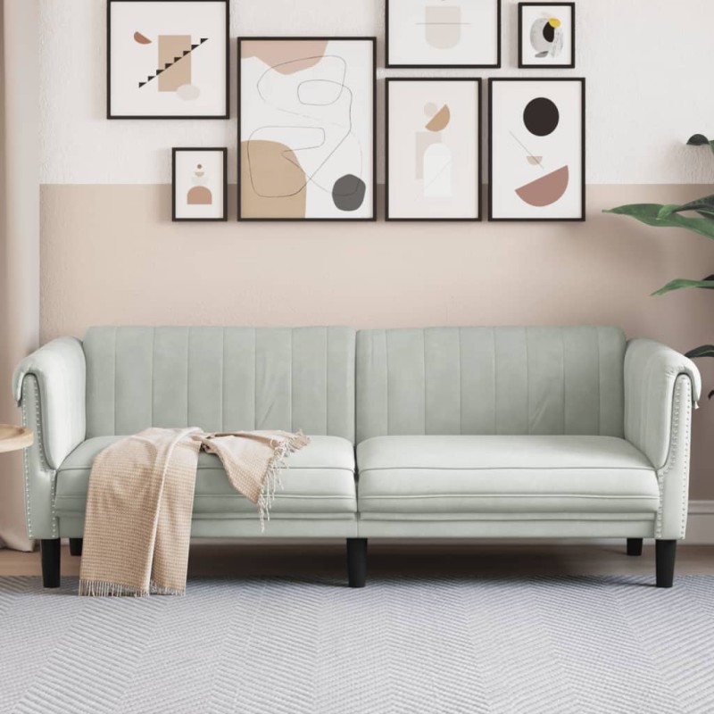 vidaXL Sofa 3-Sitzer Hellgrau Samt vidaXL Sofa 3-Sitzer Hellgrau Samt