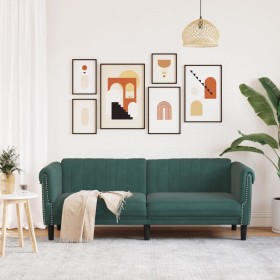 vidaXL Sofa 3-Sitzer Dunkelgrün Samt