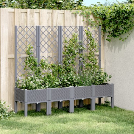 vidaXL Pflanzkübel mit Rankgitter Grau 160x40x142 cm PP